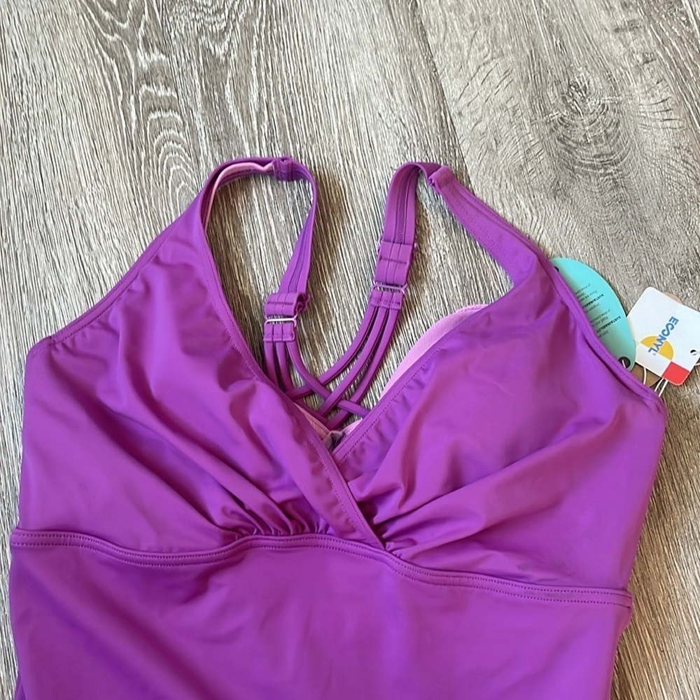 New prana Kayana One Piece Swimsuit Summer Plum large 38D - Picture 3 of 6